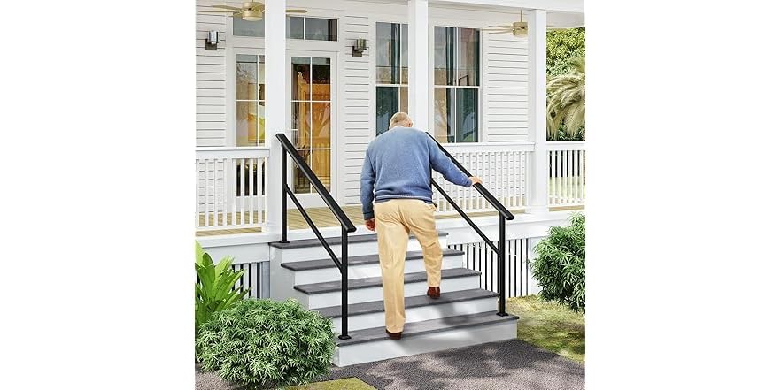 LOVMOR 2 Pack 5 Step Hand Rails for Outdoor Steps