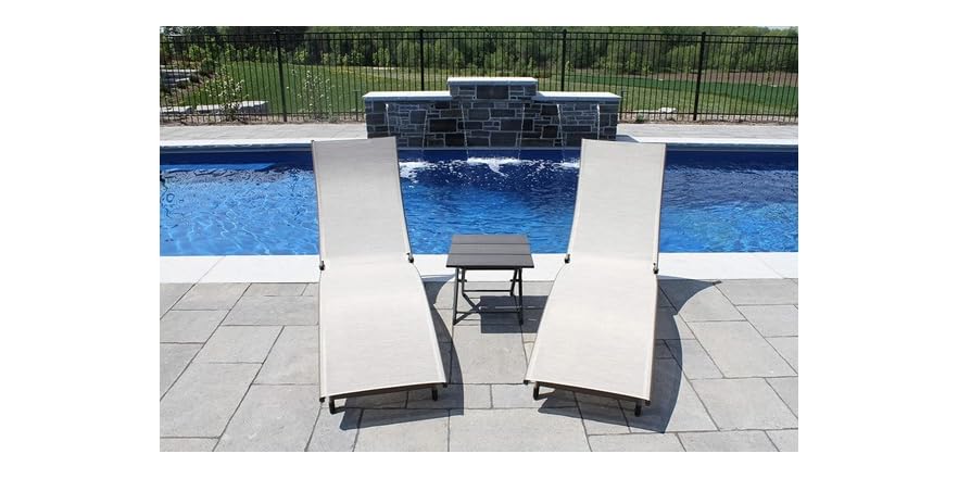 VIVERE Chaises longues Coral Springs aluminium, gris foncé, 3pc. CORL3