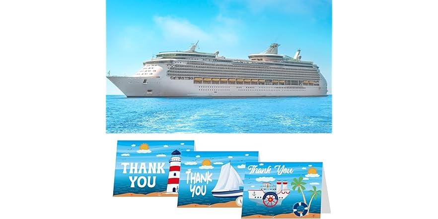 Cruise Staff Thank You Cards With Envelopes – Anchors Up