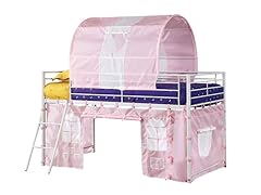 Metal Loft Bed w/Pink Tent Design, Twin