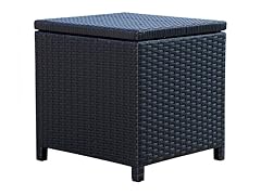 Aliso Outdoor Black Wicker Storage Ottoman
