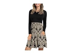 LONGYUAN (XXL) Women Fall Long Sleeve Dresses 2XL