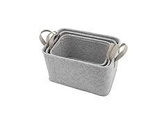 Grey Felt Storage Basket Set, 3 Pieces