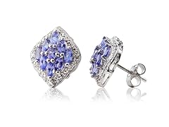 Sterling Silver Tanzanite & Wht Topaz Square Earring