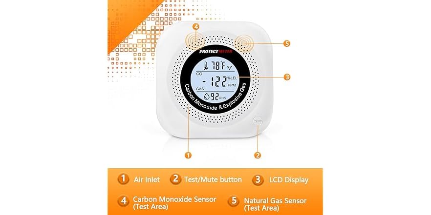 gutong 5 in 1 Smoke Detector & Carbon Monoxide Detectors Plug in, Smoke Alarm CO Detector