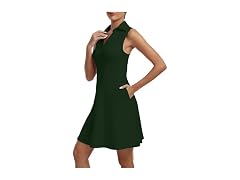 Fkeep Women (L) Golf Tennis Dress V-Neck Shorts