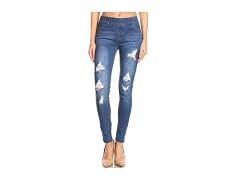 Jvini (3X-Large) Women's Pull-On Ripped Blue-55)