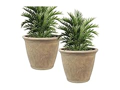 Sunnydaze 24-Inch Anjelica Large Plastic Pot Beige 2pk