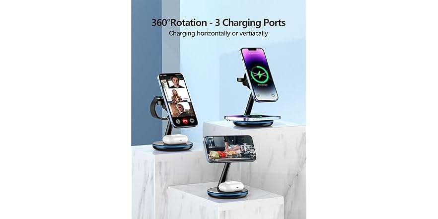 XEITIN 3-in-1 18W Fast Mag-Safe Charging Station for Apple Devices w ...