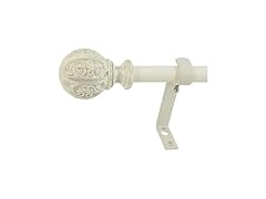 Montevilla Leaf Ball Curtain Rod, 48-86", Distressed Ivory