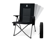 EVER ADVANCED Black Reclining Camping Chair