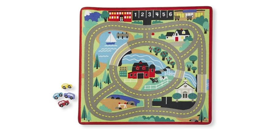 Melissa & Doug Round The Town Road Rug & Car Set