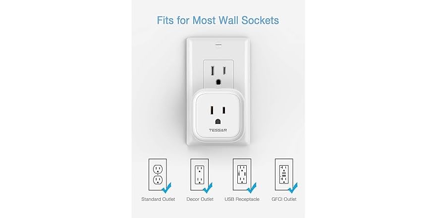 (2 Pack) TESSAN 4 Plug Outlet Splitter