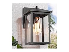 GEPOW Black Outdoor Wall Lights with Clear Glass
