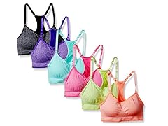 6Pk Heather Color Sports Bras