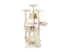 DORTALA Multi-Level Cat Tree, 65" Tall Cat Tower Beige