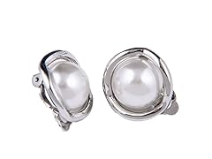 White Gold Pearl Clip On Earrings