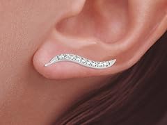 Silver Classic Shape CZ Ear Pin Earrings