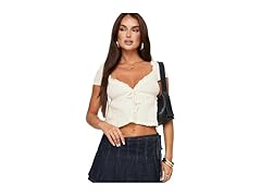 Princess Polly Kellan Textured V Neck Top