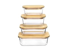 Vtopmart 4 Pack Multi Size Glass Containers W/ Bamboo Lids