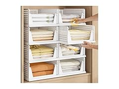 PINKPUM 5 Pack Stackable Plastic Storage Basket