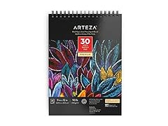 ARTEZA Spiral Sketch Book 9x12 Black Art Paper Draw