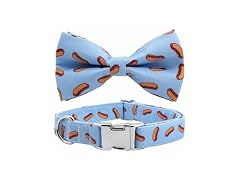 Free Sunday Dog Collar with Bow, Hotdog Dog Bowtie