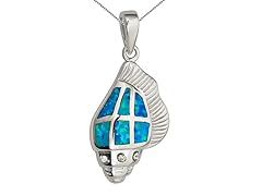 Sterling Silver Rhodium Created Opal Shell 18" DC