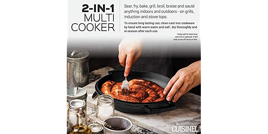 Cuisinel 2-in-1 Cooker: 5 Quart Deep Pan, 10