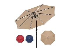 HealSmart 9' LED Solar Patio Umbrella