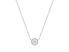 Hexagon 6 Prong Moissanite Necklace