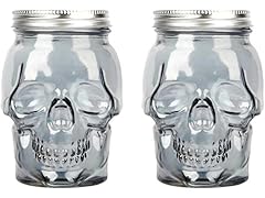 Skull Mason Jar Glass Container Set (42oz)