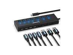 SABRENT 7-Port USB-C Hub 48W w/ Switches
