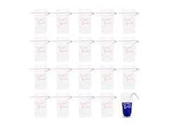 Bachelorette Party Collapsible Plastic Drink Pouches with Straws, 25 Piece