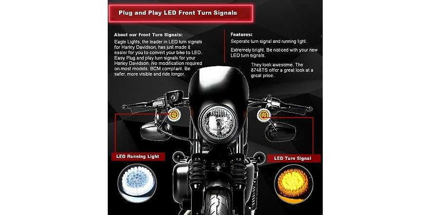 Harley Led Turn Signals Eagle Lights 2 Inch LED Turn Signal Kit For Harley Davidson Front 1157 Rear Red 1139448