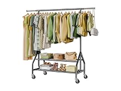 Holiwei Clothes Rack with 2 Shelves