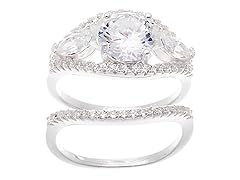 Sterling Silver 5.0333 TCW CZ Engagment Ring Set