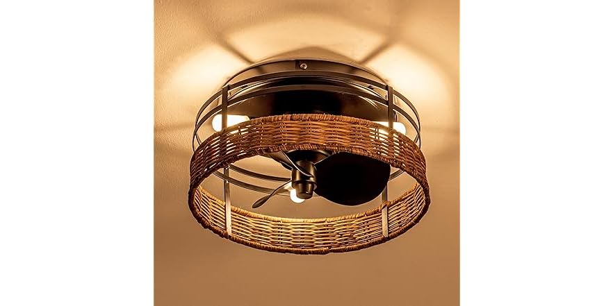 Parrot Uncle F8259-PU Rustic Low Profile Ceiling Fan