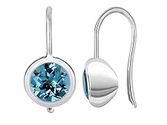 SS Swiss Blue Topaz Drop Earrings on Euro Wire