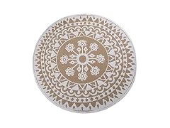 DII Outdoor Rugs Collection Reversible Woven, 5' Round, Taupe Floral