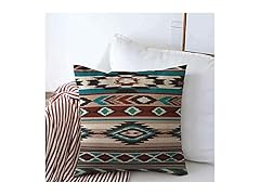 Bosteemo Throw Pillow Covers Swatch Green Navajo