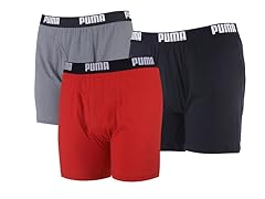 Puma Men's Cotton Boxer Briefs, 3 Pack