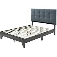 Hodedah Twin Size Wooden Frame Bed w/ Upholstered Headboard only .99: eDeal Info