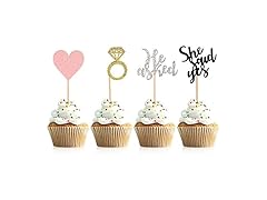 He Asked She Said Yes Cupcake Toppers