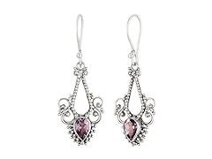 Greg Anthony Bali Genuine Purple Amethyst Dangle Earrings