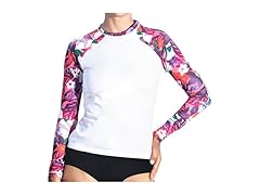 Kanu Surf Women's LS Rash Top White/Pink (XL)