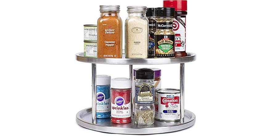 $7.99 | 10" Simpli-Magic 2-Tier Lazy Susan Turntable (Brushed Stainless Steel) at Woot!
