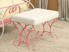 Ashley Leatherette Bench, Pink/White
