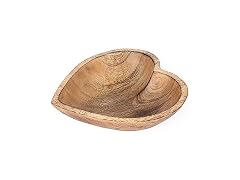 WitnyStore Heart Shaped Wood Bowl 8" Brown Hand