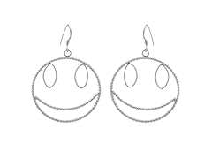Sterling Silver Smiley Emoji Earrings